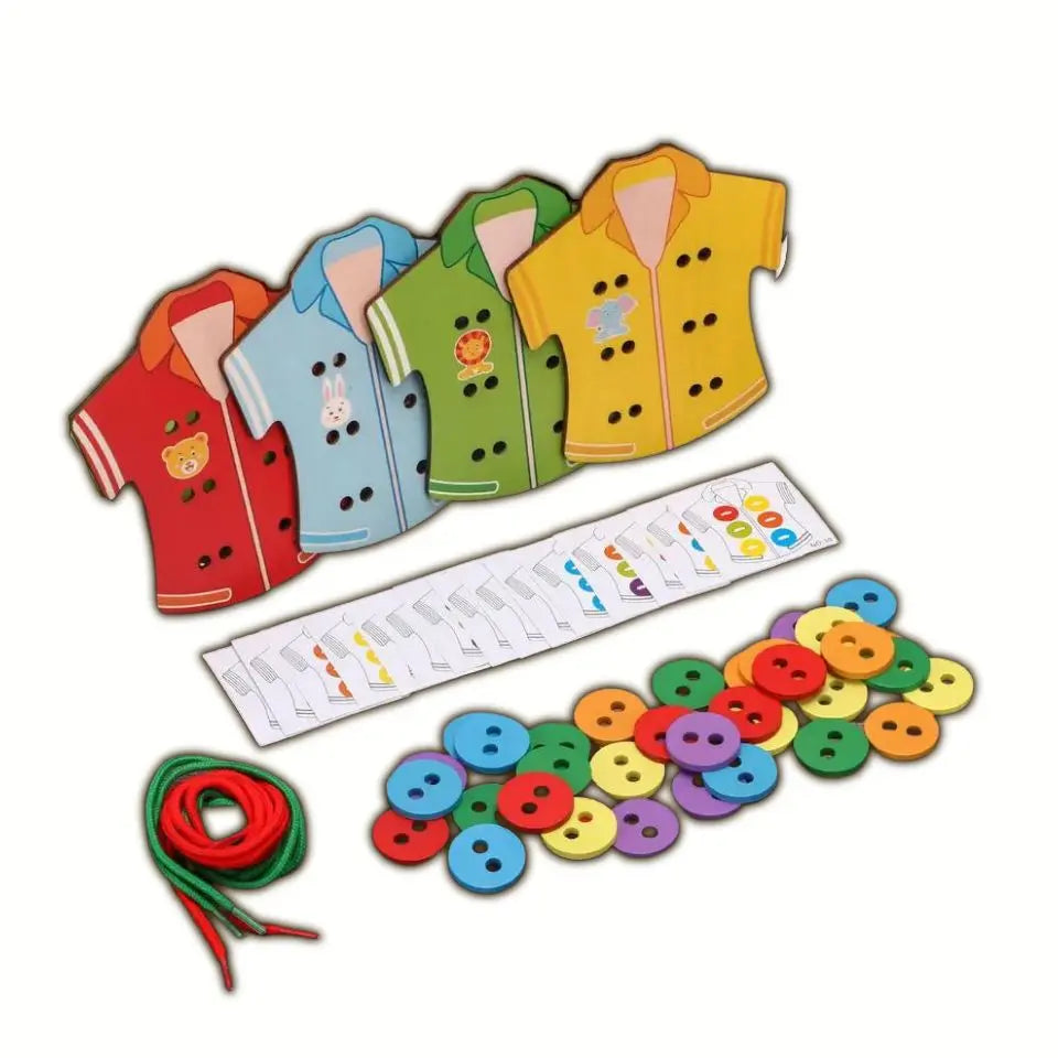 Wooden sew-on buttons string - Toys Shop Australia | Educational Toys