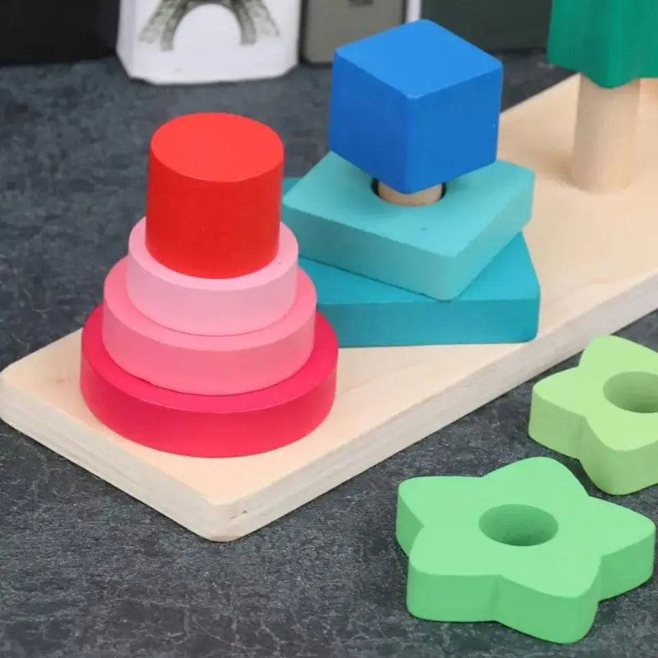Wooden Montessori Geometric Four Column - Toys Shop Australia | Educational Toys