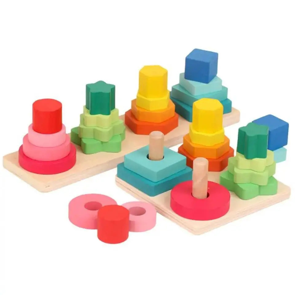 Wooden Montessori Geometric Four Column - Toys Shop Australia | Educational Toys