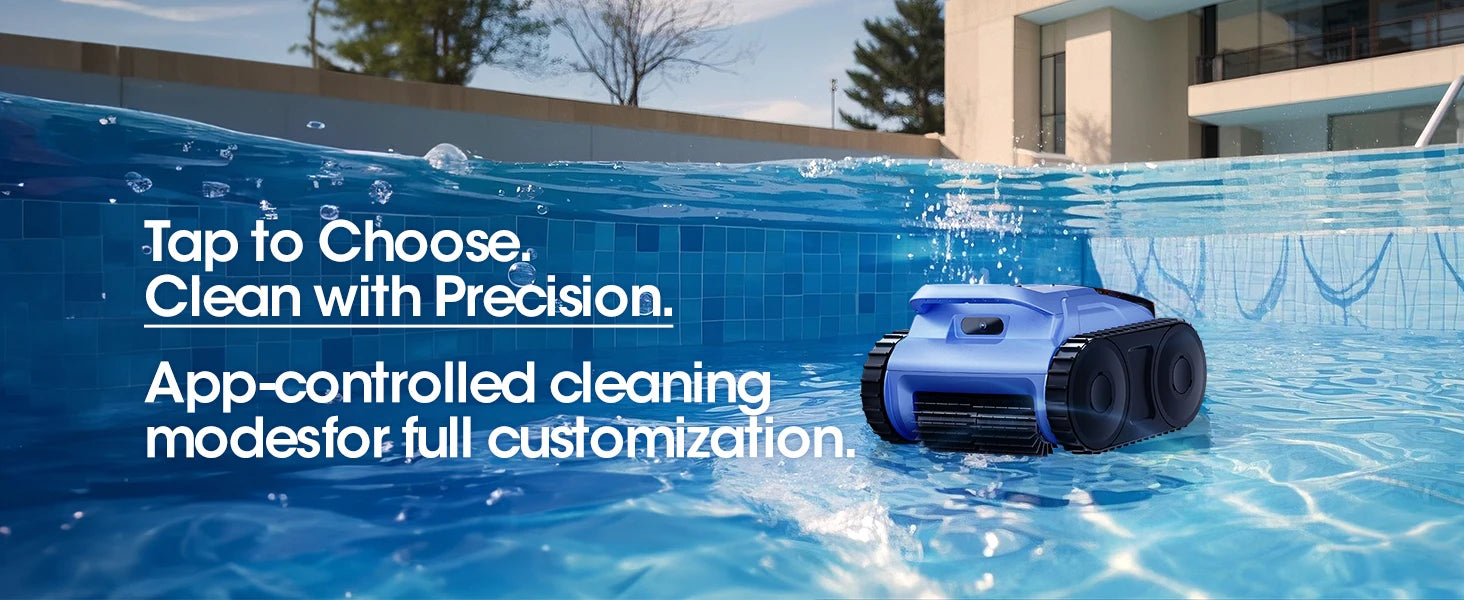 Seauto Cordless Robotic Pool Vacuum with Track Drive & Sonar Navigation, 180W Brushless Motor, Wall Climbing, 150-Min Runtime.