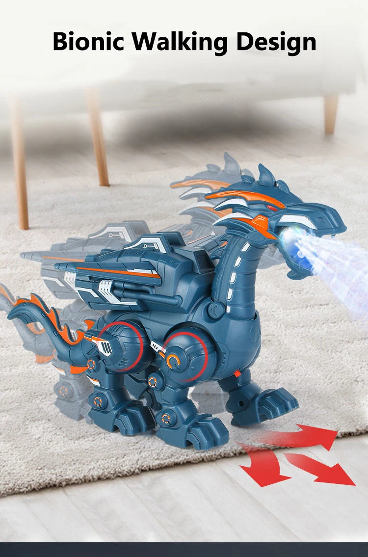 Simulation Fire Mechanical Dinoasur Water Spray Cool Light Electric Children Entertainment Puzzle Model Game Toys for Boys Gifts