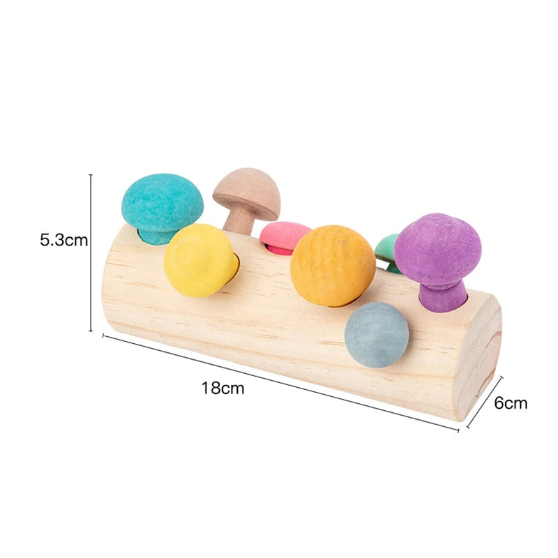 Montessori Wooden Mushroom Color Matching Blocks