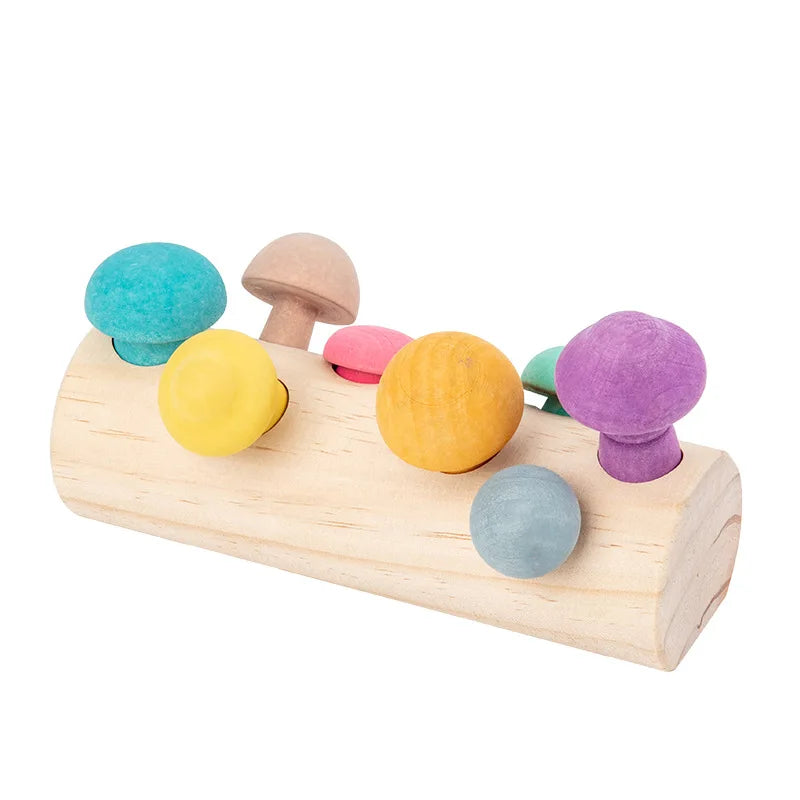 Montessori Wooden Mushroom Color Matching Blocks