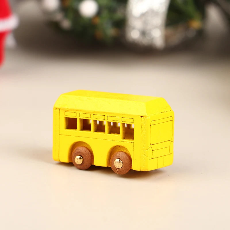 Mini Wooden Train Ornaments - Dollhouse Decor & Kids Gift