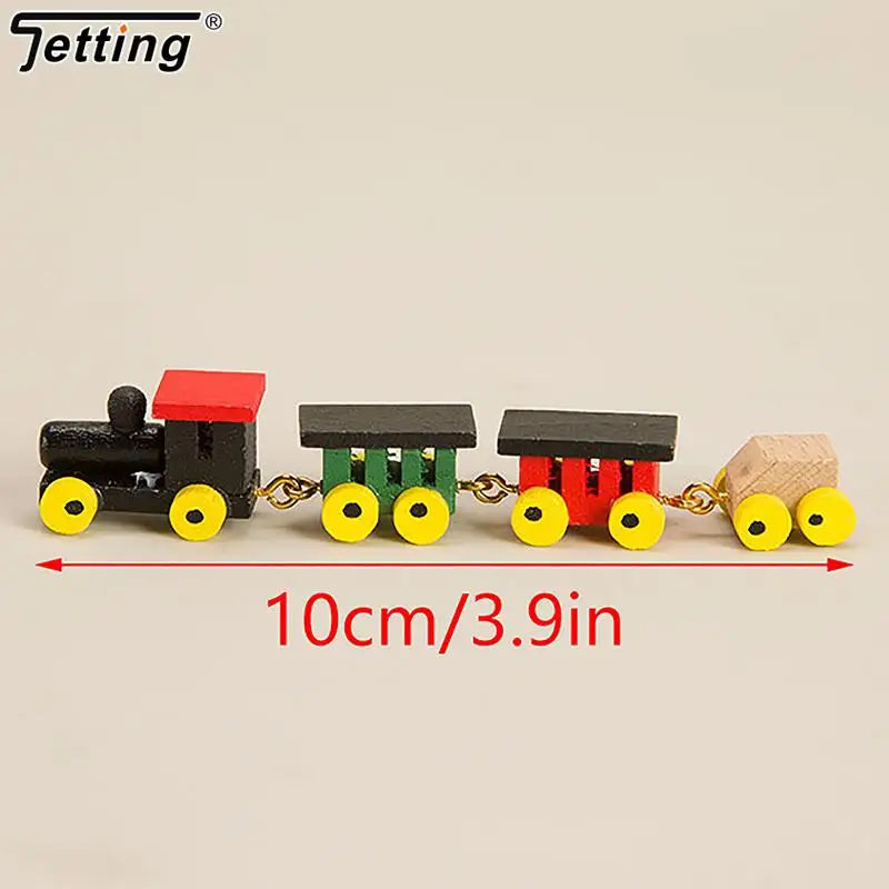 Mini Wooden Train Ornaments - Dollhouse Decor & Kids Gift