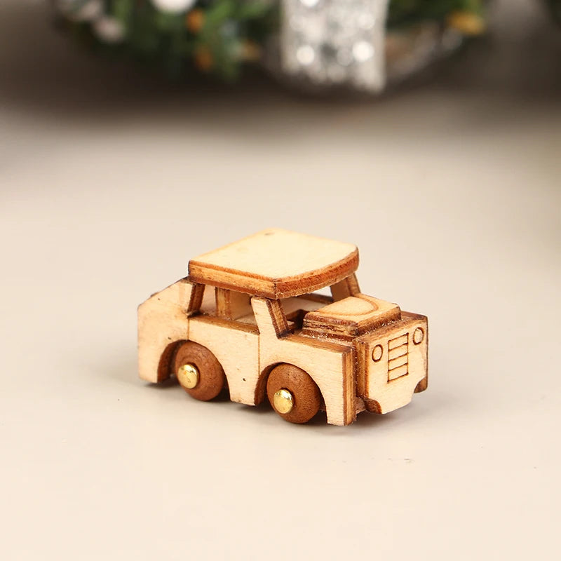 Mini Wooden Train Ornaments - Dollhouse Decor & Kids Gift