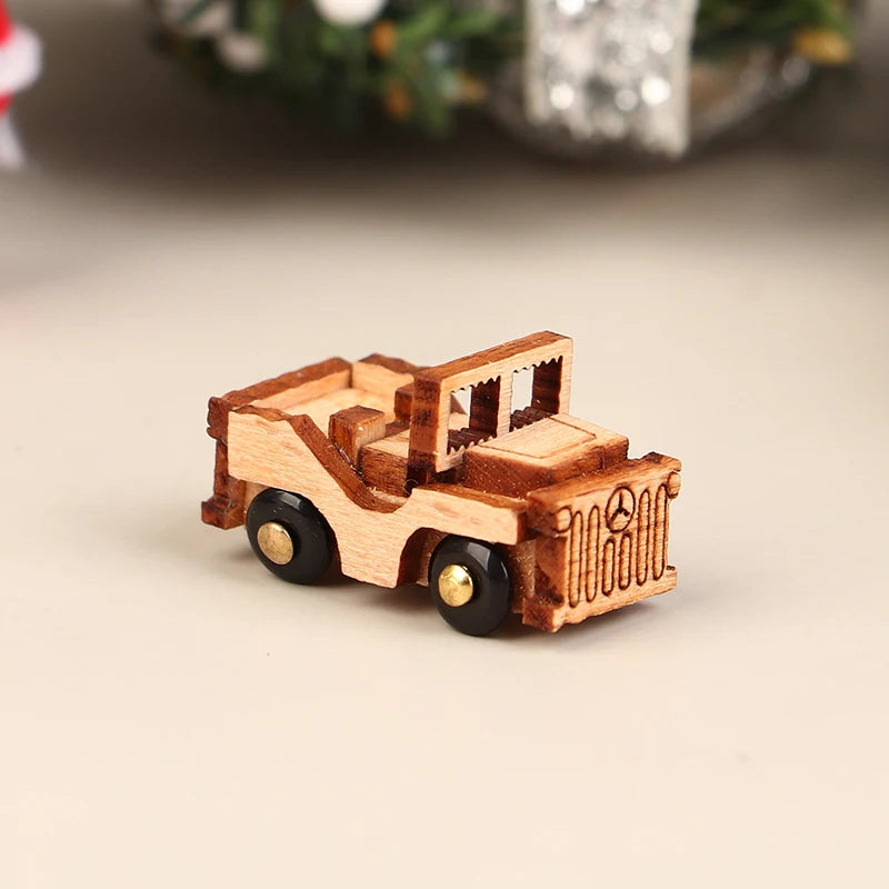 Mini Wooden Train Ornaments - Dollhouse Decor & Kids Gift