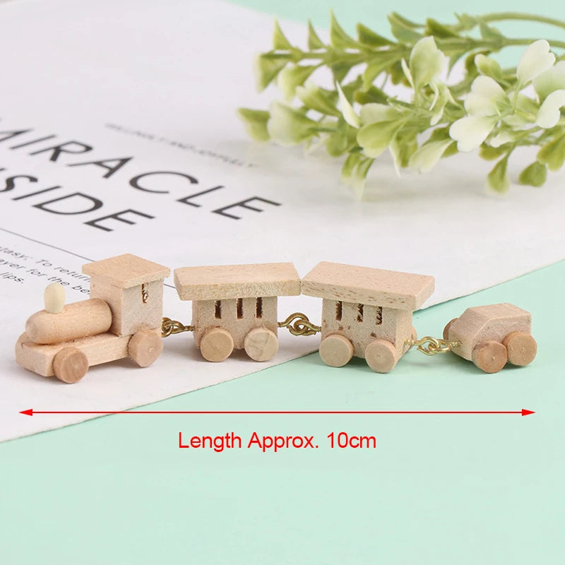 Mini Wooden Train Ornaments - Dollhouse Decor & Kids Gift