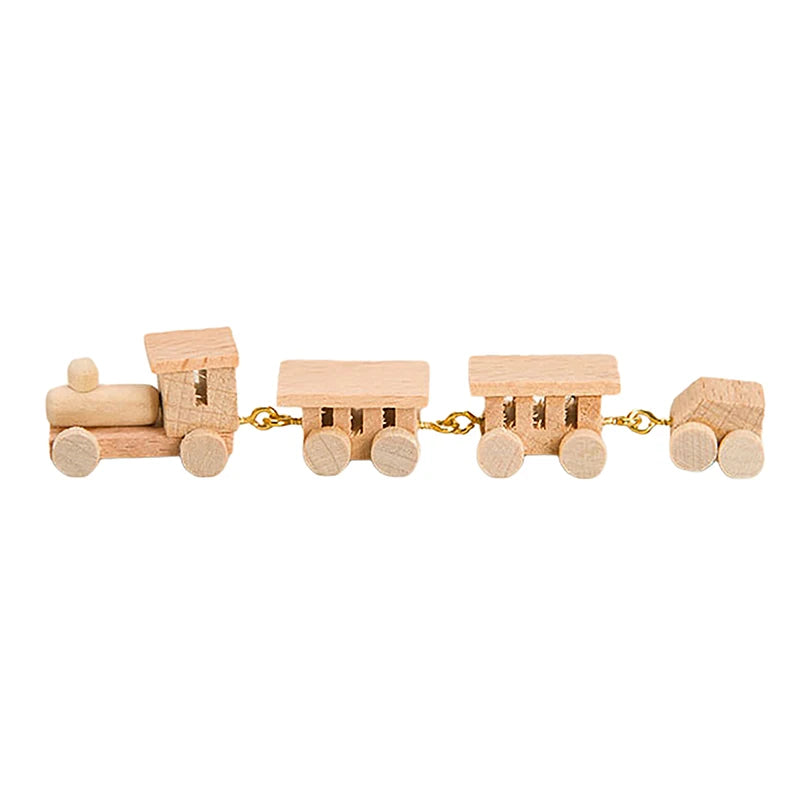 Mini Wooden Train Ornaments - Dollhouse Decor & Kids Gift
