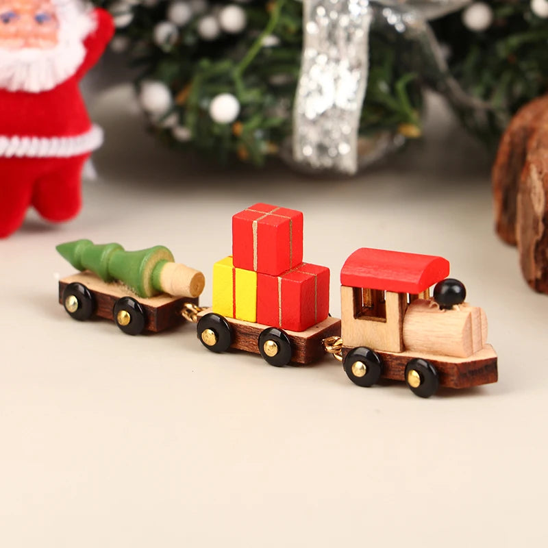 Mini Wooden Train Ornaments - Dollhouse Decor & Kids Gift