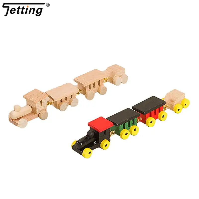 Mini Wooden Train Ornaments - Dollhouse Decor & Kids Gift