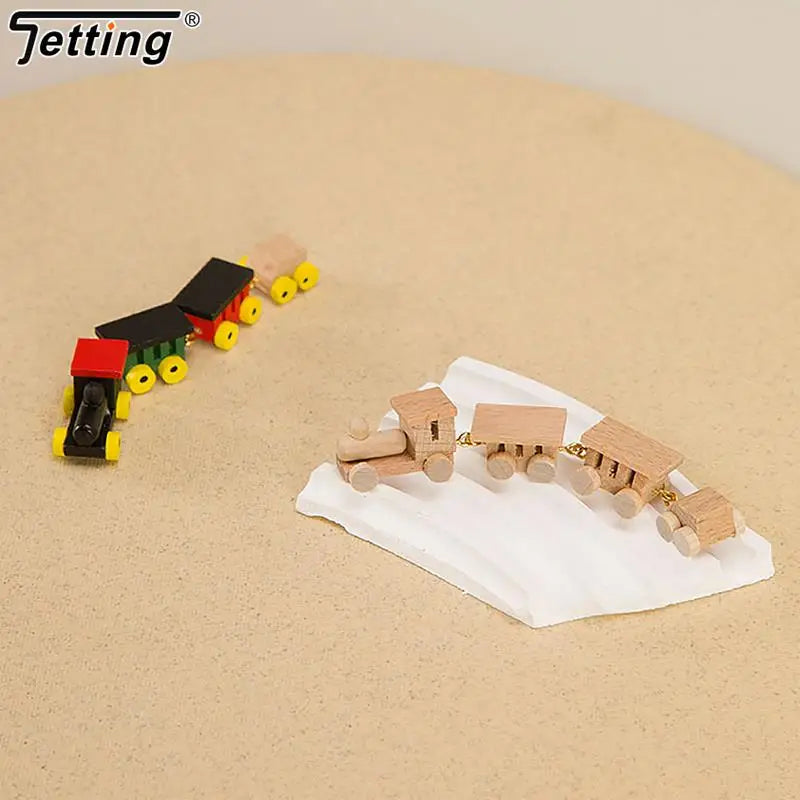 Mini Wooden Train Ornaments - Dollhouse Decor & Kids Gift