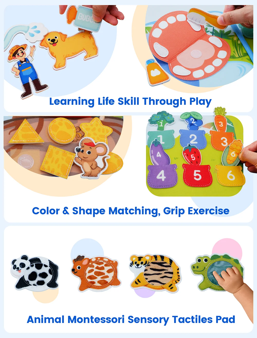 3D Farm Busy Board Quiet Book Soft Felt Montessori Toy For Fine Motor Skills Early Educational Travel Toys For Children Gifts