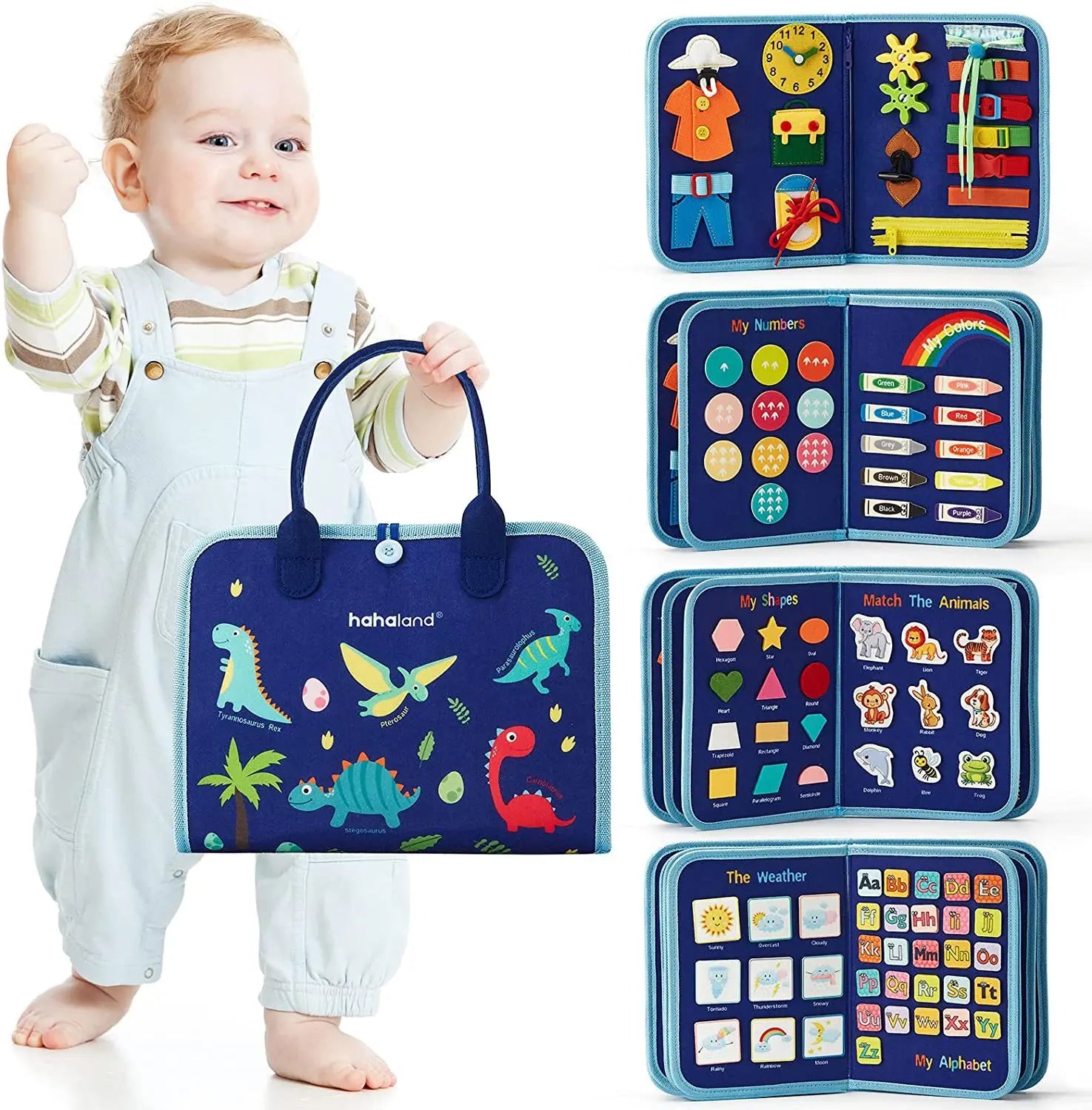 Baby Busy Board Montessori Parish Surface Activity Fine Motor Handmade Button Zip Buckle Sensory Toy Practical Life Toddler Gift