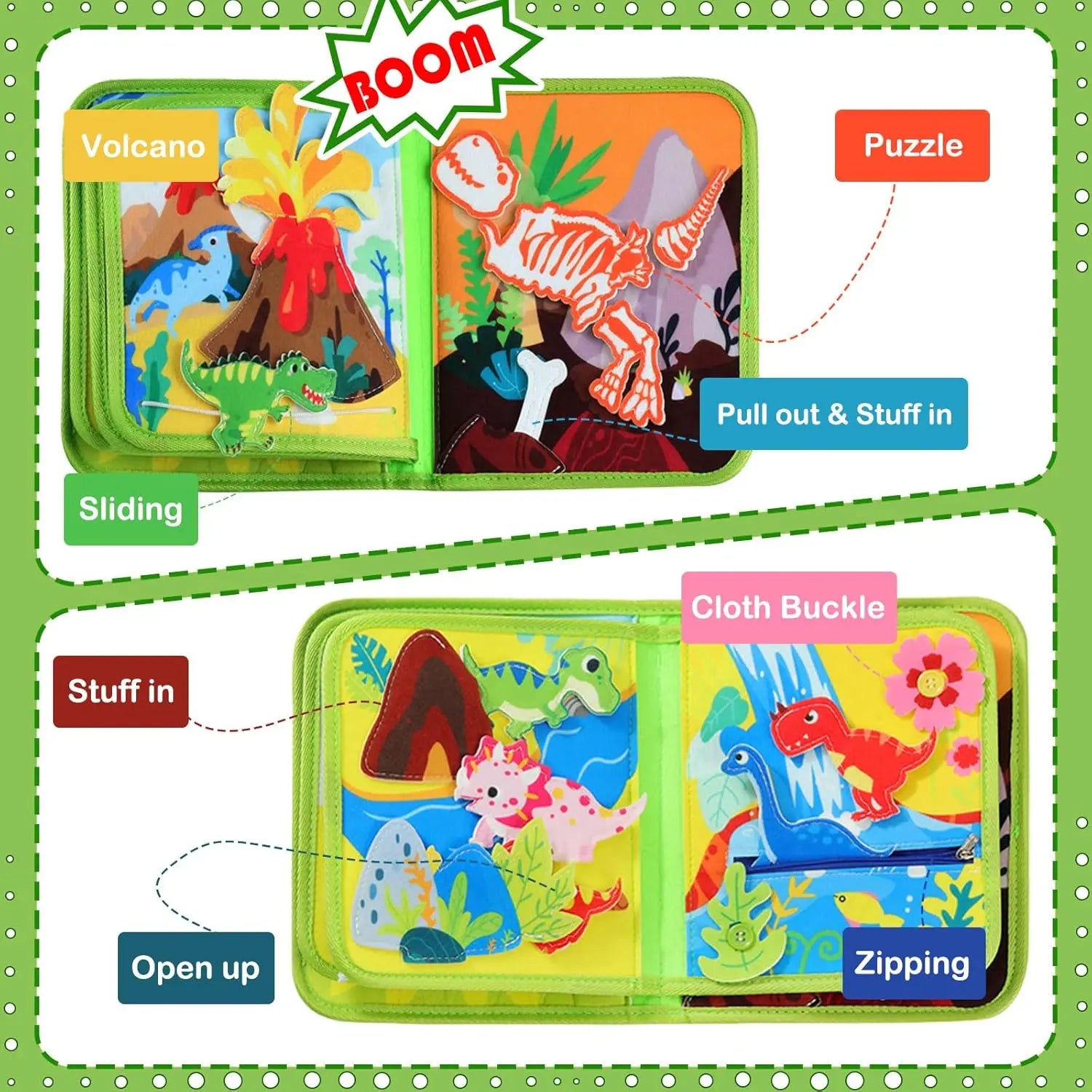 Toddlers Busy Board Life Skills Educational Learning Sensory Felt Quiet Activity Books for Baby Travel Montessori Toys Boy Girl