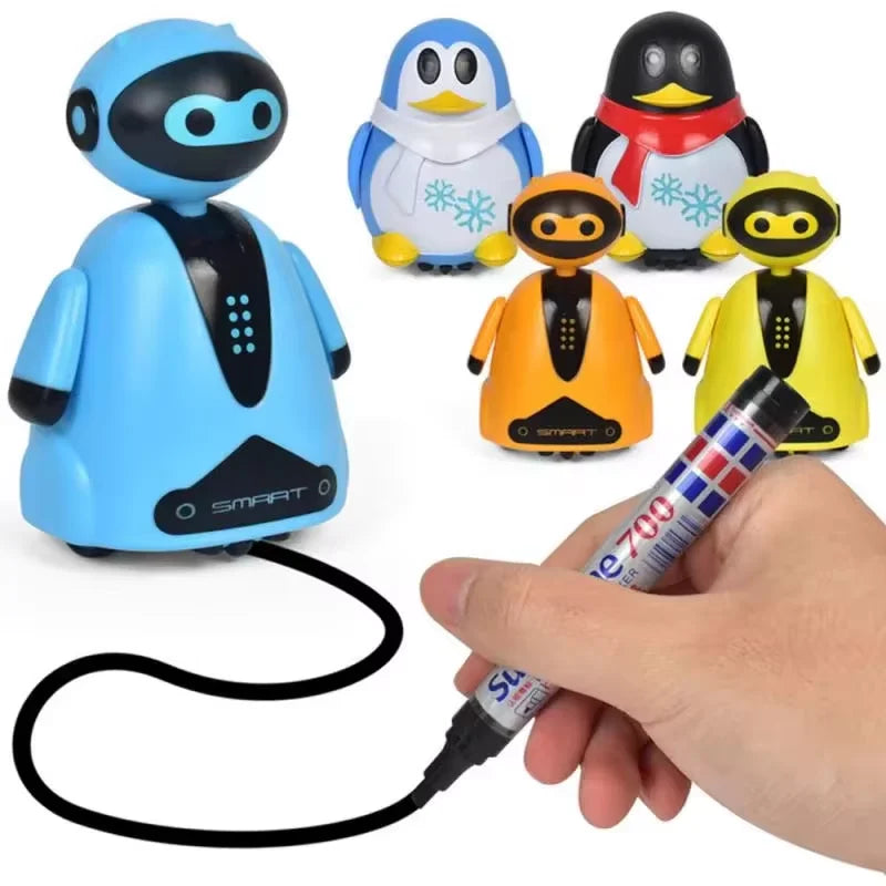 Draw Lines Follow Robot Toy Creative Inductive Electric Car Follow Any Line You Draw Robot Penguin Toy Educational Toy Kid Gifts