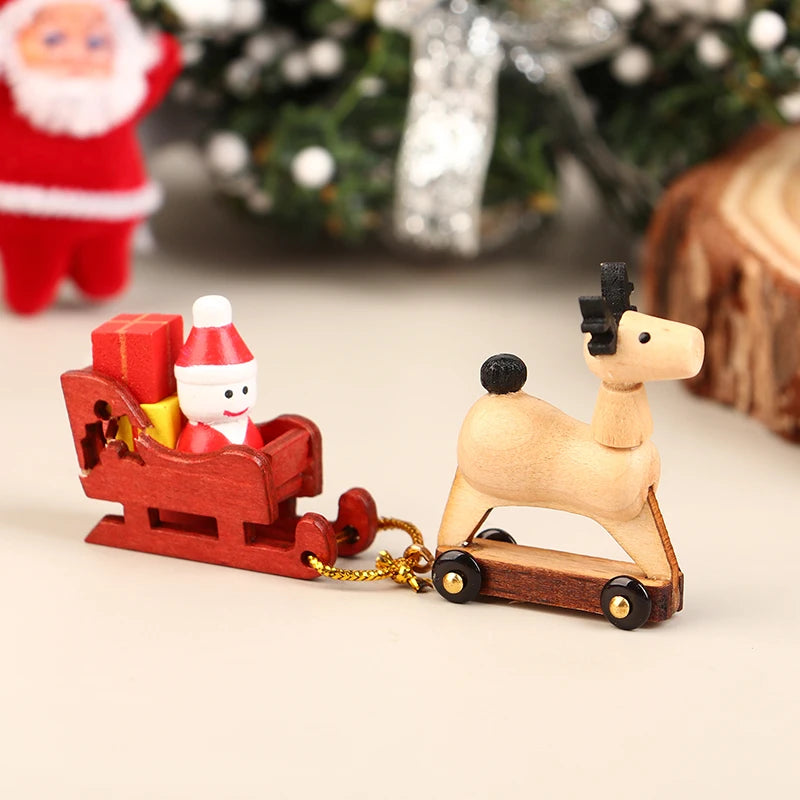 Mini Wooden Train Ornaments - Dollhouse Decor & Kids Gift