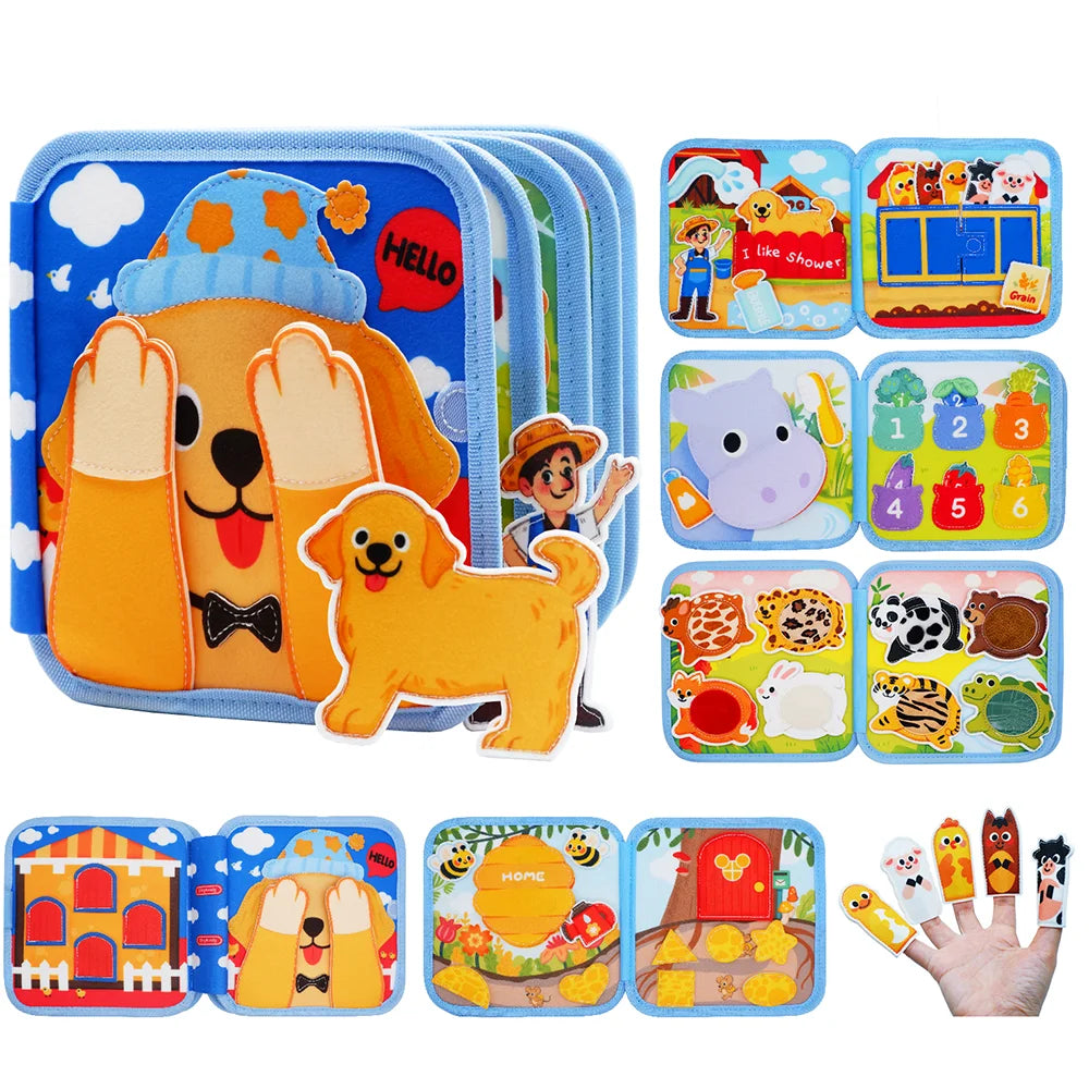 3D Farm Busy Board Quiet Book Soft Felt Montessori Toy For Fine Motor Skills Early Educational Travel Toys For Children Gifts