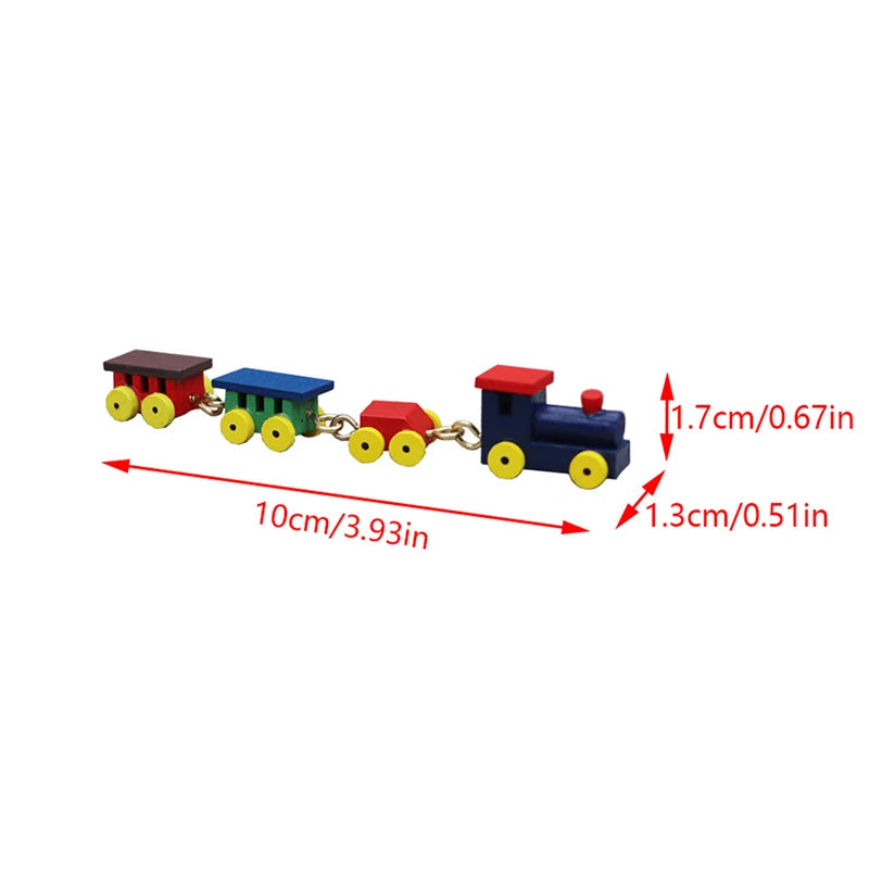 Mini Wooden Train Ornaments - Dollhouse Decor & Kids Gift