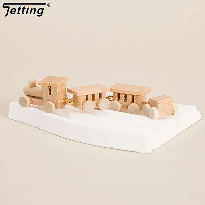 Mini Wooden Train Ornaments - Dollhouse Decor & Kids Gift