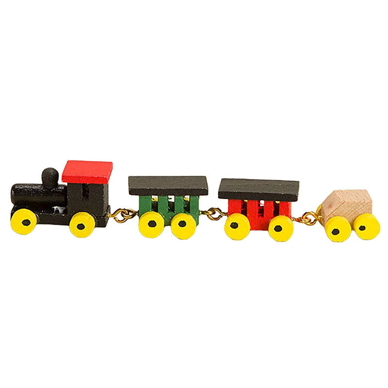 Mini Wooden Train Ornaments - Dollhouse Decor & Kids Gift