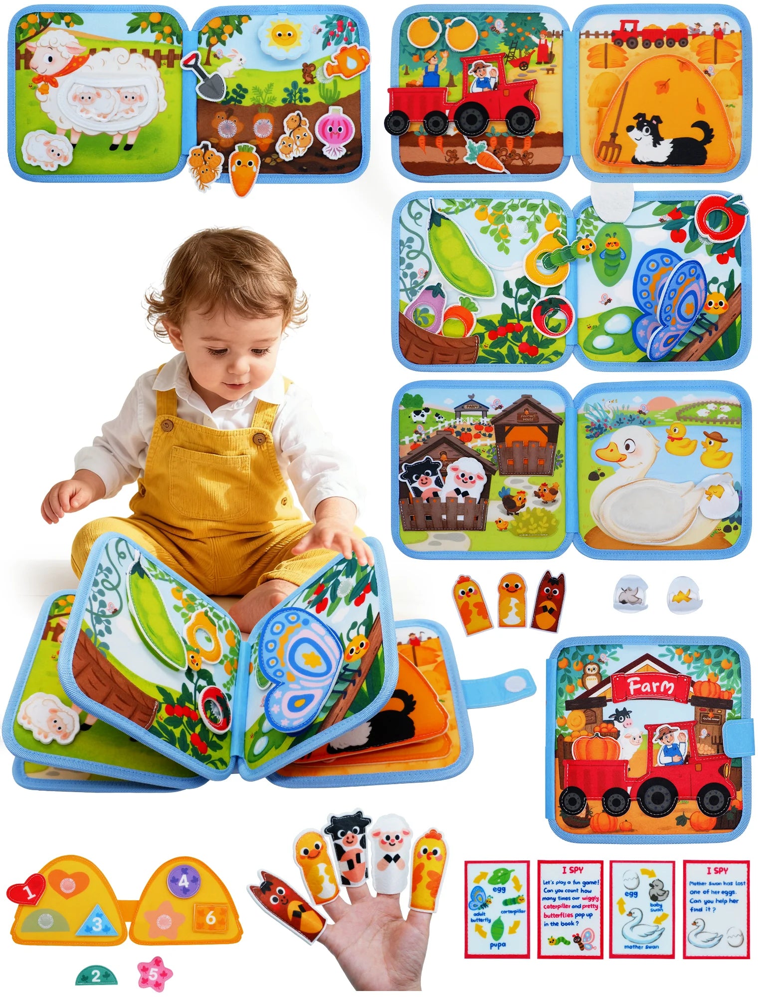 3D Farm Busy Board Quiet Book Soft Felt Montessori Toy For Fine Motor Skills Early Educational Travel Toys For Children Gifts