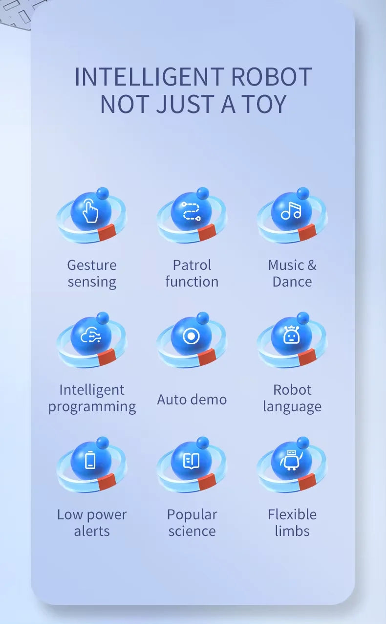 Emo Robot functions including sensing dance and programming